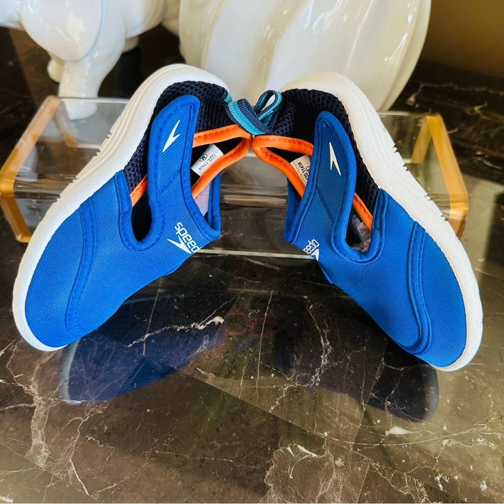 SPEEDO TODDLER HYBRID WATER SHOES SIZE MEDIUM BLUE NEOPRENE 7” LENGTH GREAT - Picture 8 of 12